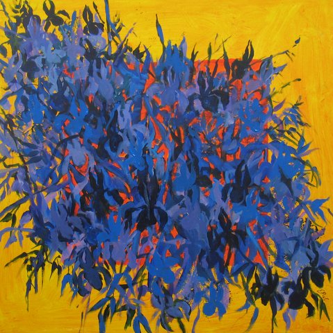A Bunch of Irises, Ed McCartan, acrylic on canvas, 34x34"